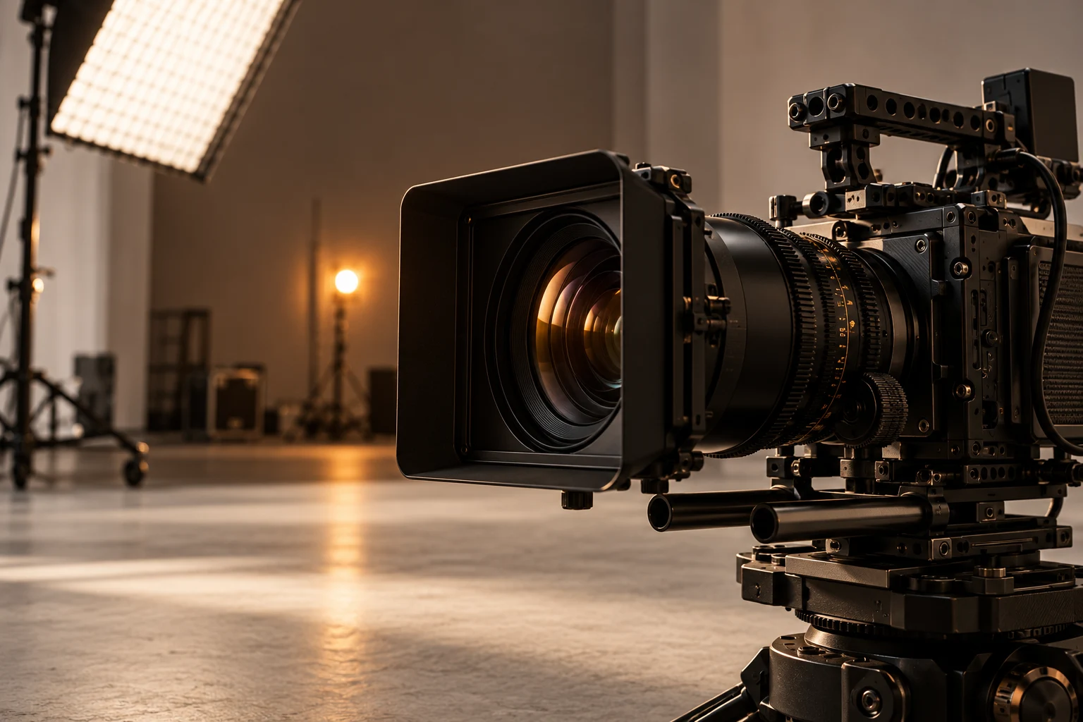 Illustrative cinema camera and lighting setup